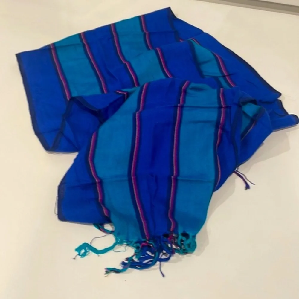 Vintage striped scarf. Silk and Cotton.